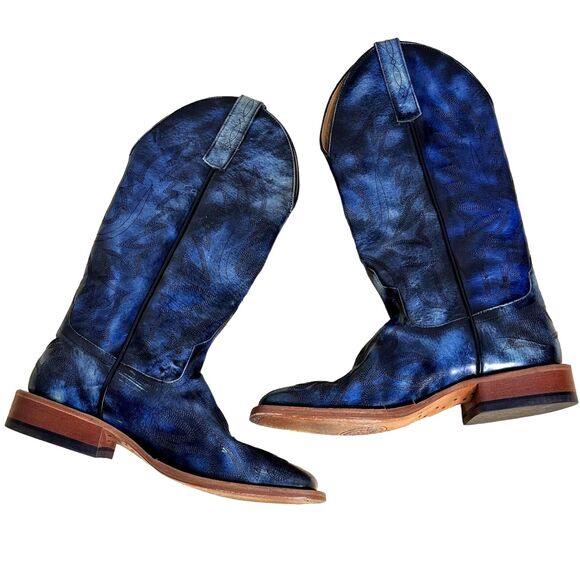 Horse Power HP Mens Cowboy Western Boots Leather Blue 8 D bv main image 8